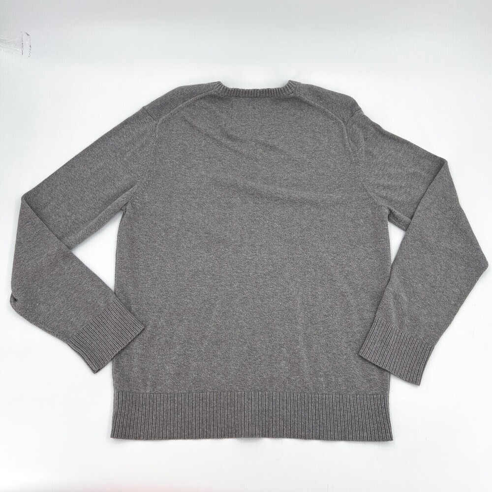 American Eagle AEO Sweater mens Large Grey Pullover V-Neck Logo Knit Outdoor - Picture 2 of 9